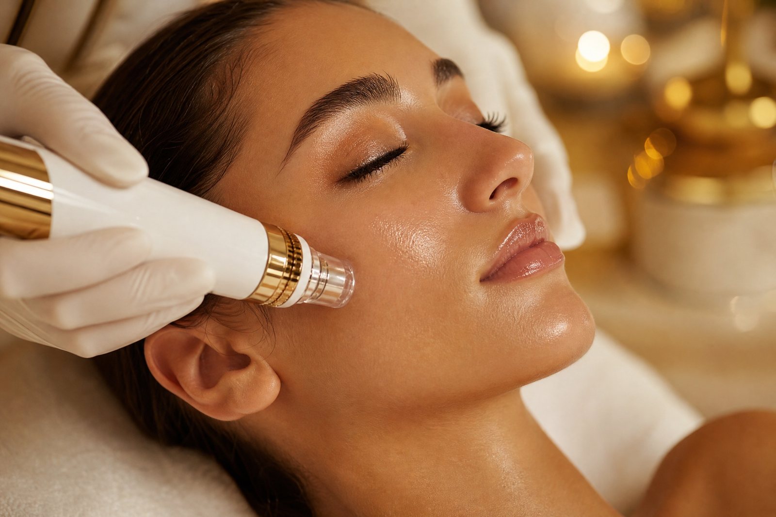 Aplicación de un tratamiento HydraFacial de limpieza e hidratación profunda